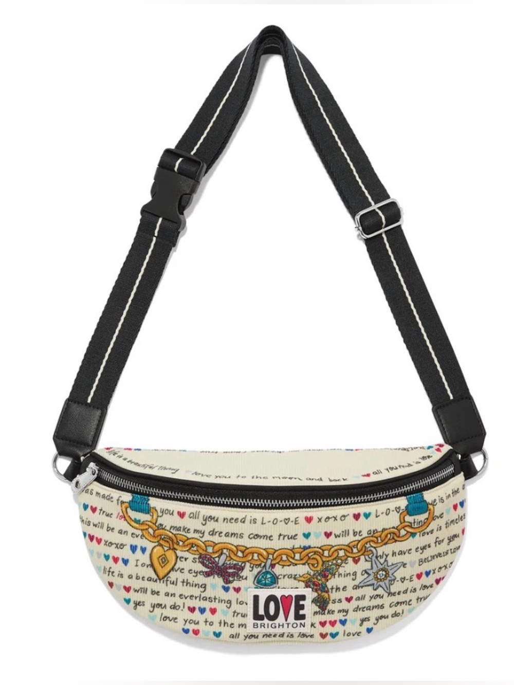 NWT Brighton Love Story Printed Cream Crossbody Belt Bag